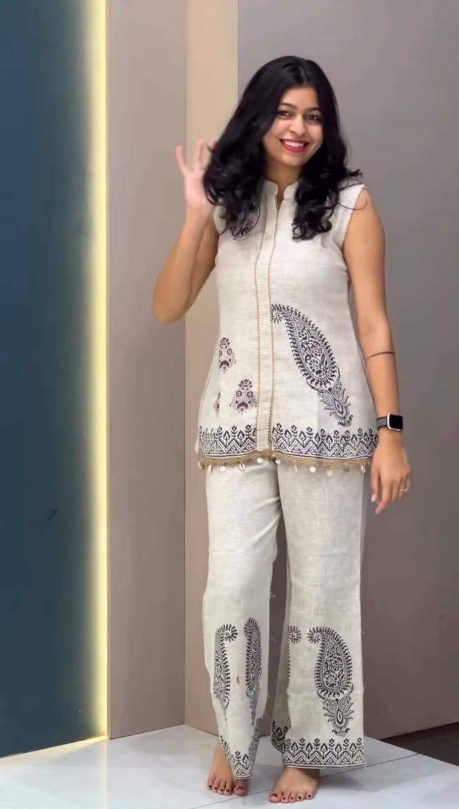 Women's Pure Cotton Printed Co-ord Set | Sleeveless Ethnic Tunic & Pant Set