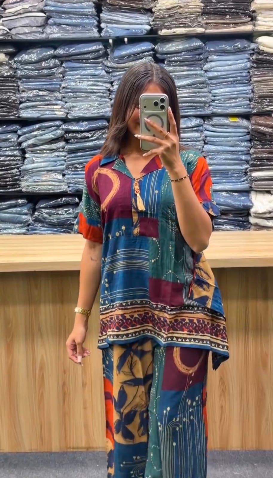 Premium Pure Gaji Cotton Co-ord Set – Comfortable Wear for Women Blue