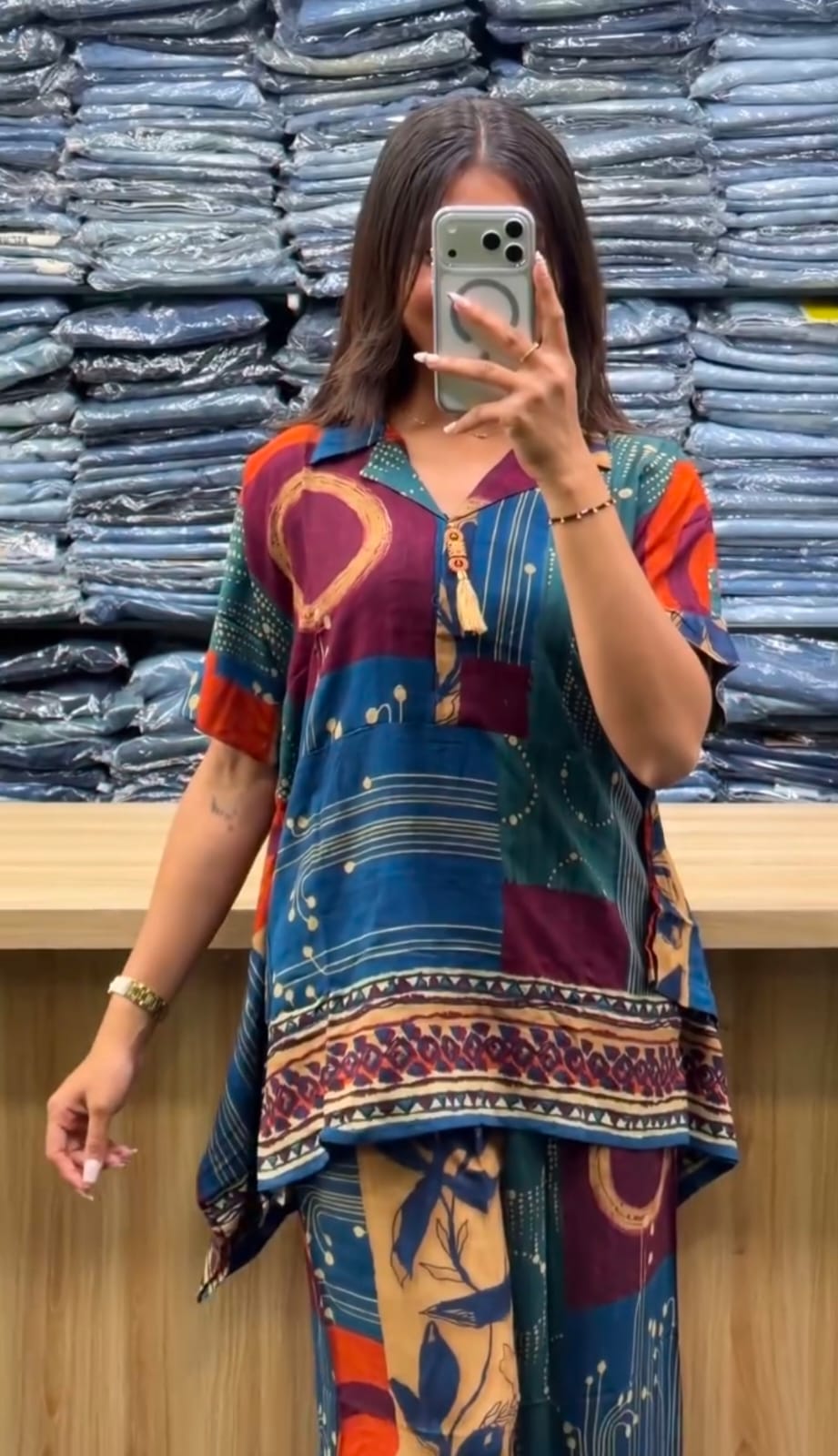 Premium Pure Gaji Cotton Co-ord Set – Comfortable Wear for Women Blue