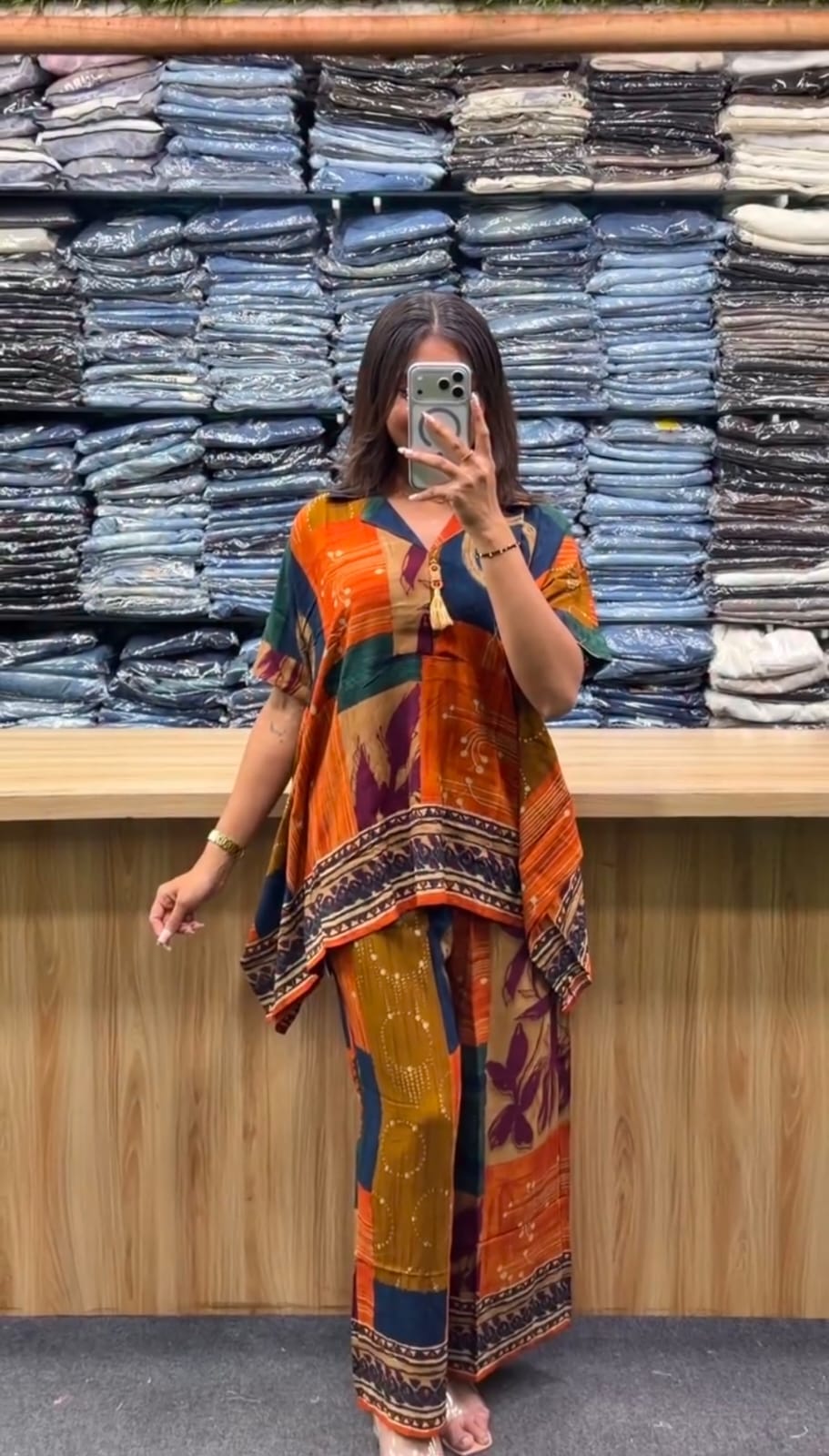 Premium Pure Gaji Cotton Co-ord Set – Comfortable Wear for Women Orange