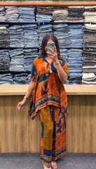 Premium Pure Gaji Cotton Co-ord Set – Comfortable Wear for Women Orange