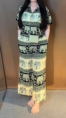 Trendy Elephant Print Rayon Co-ord Set – Casual Chic Ensemble