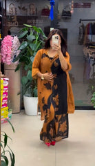 Grey & Black Half-and-Half Floral Georgette Co-ord Set