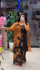 Grey & Black Half-and-Half Floral Georgette Co-ord Set