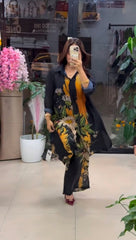Midnight Bloom Floral Georgette Longline Co-Ord Set