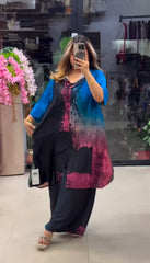Vibrant Blue Abstract Print Georgette Co-ord Set