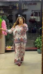 Women's Boho Print Pure Viscose Co-ord Set Orange | Fast Shipping