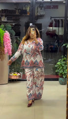 Women's Boho Print Pure Viscose Co-ord Set Orange | Fast Shipping
