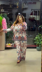 Women's Boho Print Pure Viscose Co-ord Set Orange | Fast Shipping