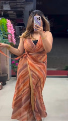 Sunset Oasis Georgette Wrap Maxi Dress - Rust Multi