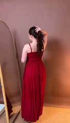 Elegant Maroon Smocked Maxi Dress | Pure Viscose