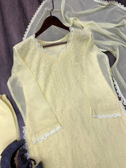 Light Yellow New Trend Chikankari special Ethnic Set