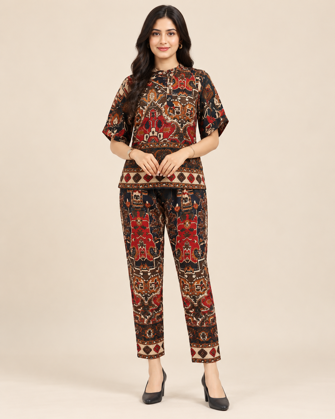 Printed Asymmetric Top With Palazzo Set