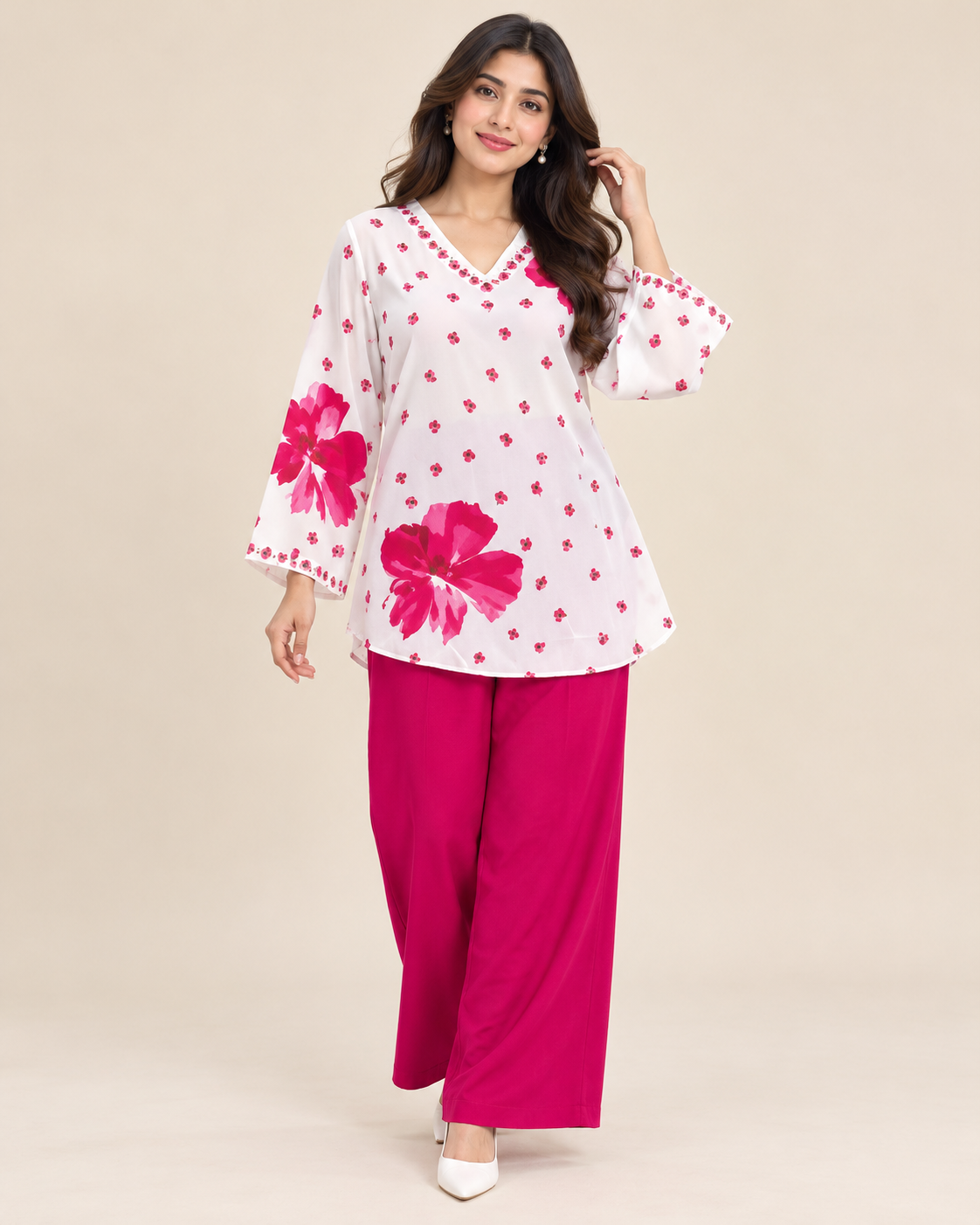 Ethnic Charm with Women’s Stylish Printed Maroon Co-ord Set