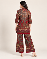 Printed Asymmetric Top With Palazzo Set