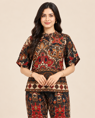 Printed Asymmetric Top With Palazzo Set