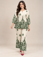 Women Stylish Green Printed Co-ord Set