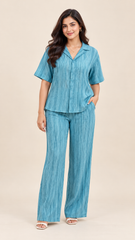 Premium Pure Viscose Natural Crepe Co-ord Set - Seafoam Teal