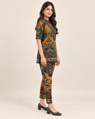 Printed Asymmetric Top With Palazzo Set