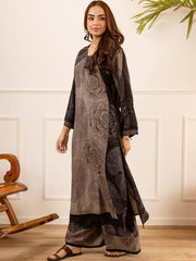 Elegant Black & Grey Floral Print Ethnic Kurti Set – Premium Comfort Wear