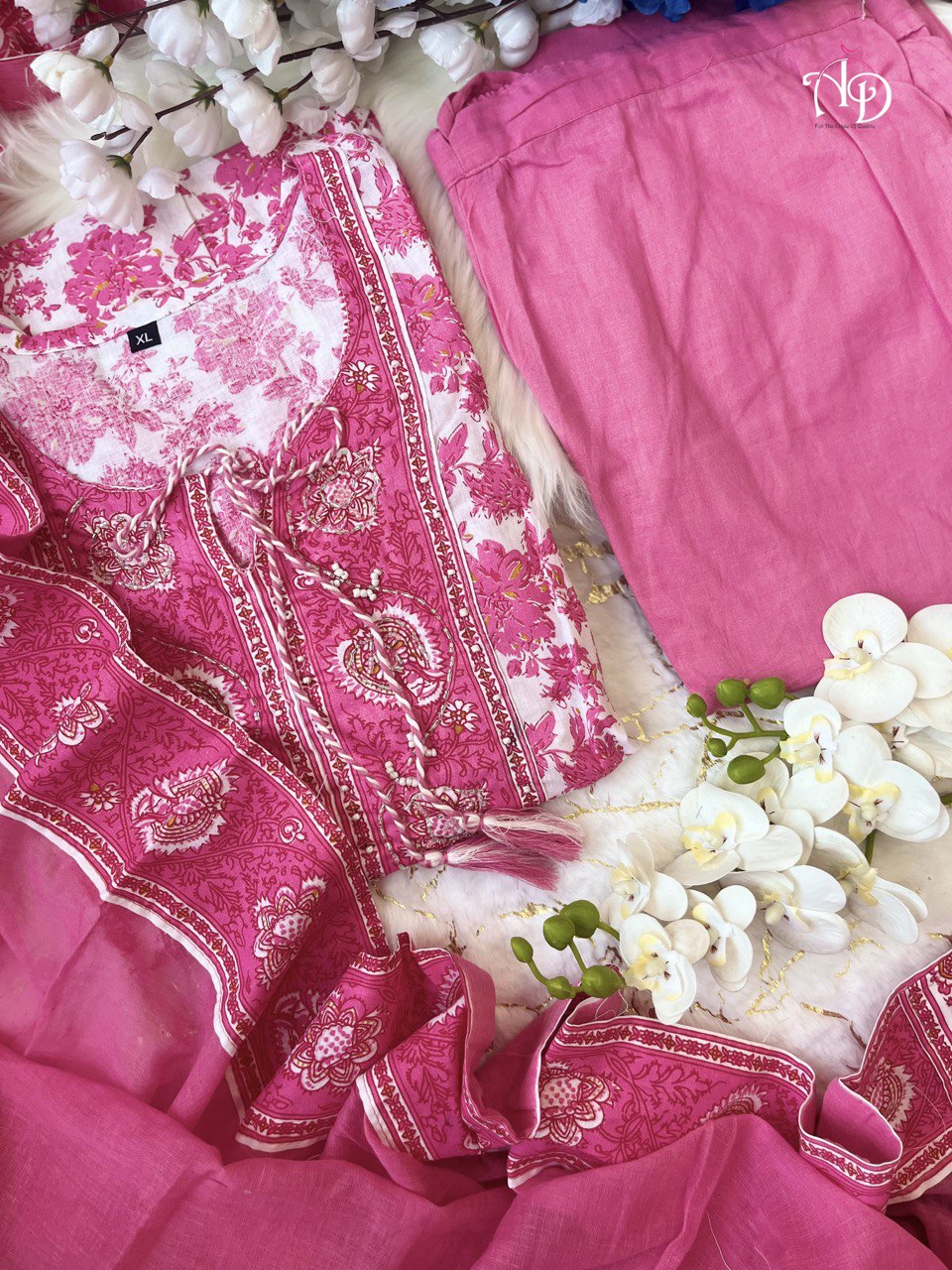 Pink Hand-Embroidered Heavy Anarkali Suit Set