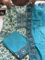 Blue Hand-Embroidered Heavy Anarkali Suit Set