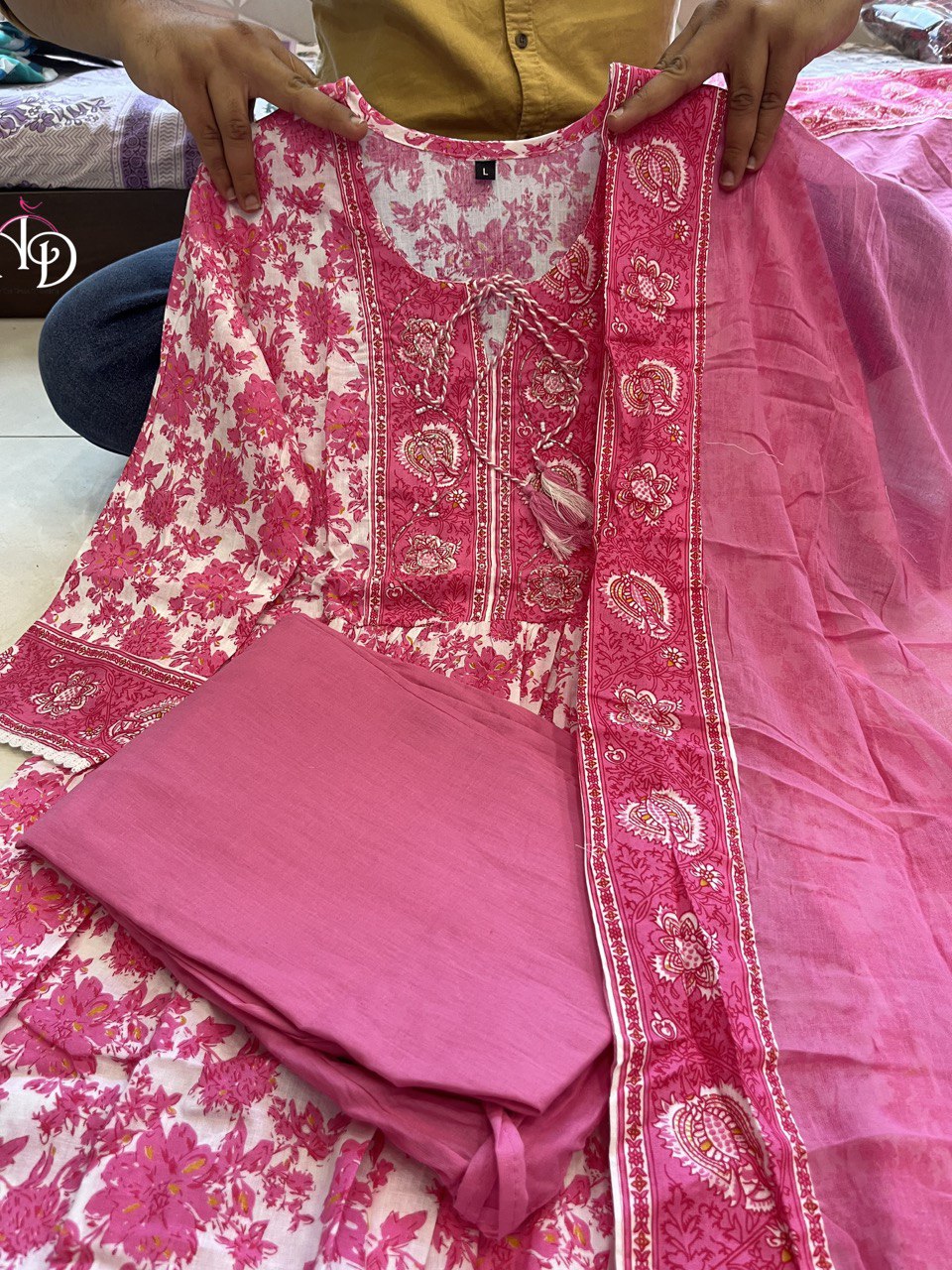 Pink Hand-Embroidered Heavy Anarkali Suit Set