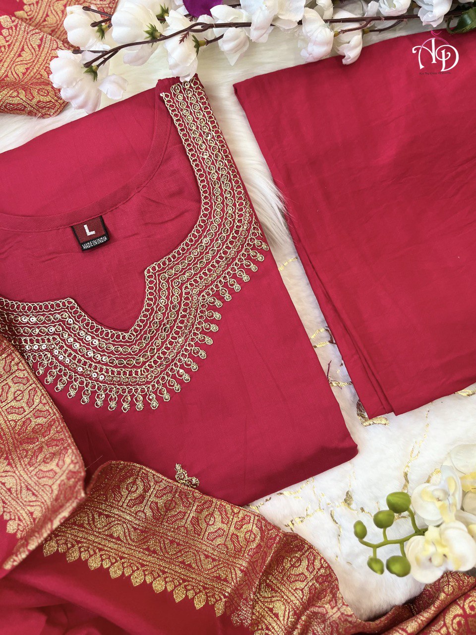 Pink Luxurious Fully Stitched Chanderi Silk Suit Set