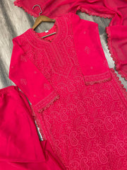 Red New Trend Chikankari special Ethnic Set