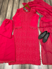 Red New Trend Chikankari special Ethnic Set