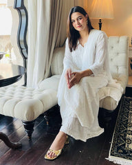 White Stunning Look Kurta WIth Plazzo Set