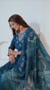 Elegant Deep Blue Embroidered Kurta Set with Printed Dupatta
