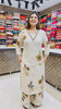Elegant Off-white Pure Rayon cotton Floral Kurta Set with Matching Palazzo | V-Neck Ethnic Wear for Women