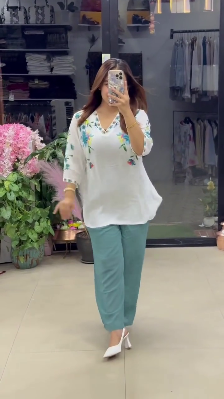 Women’s Stylish Printed Green Co-ord Set